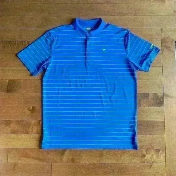 Callaway | Men’s opti-dri striped blue and white shirt sleeve golf tshirt size L - Picture 2 of 3